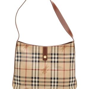 Burberry Beige and Brown Plaid Shoulder Bag